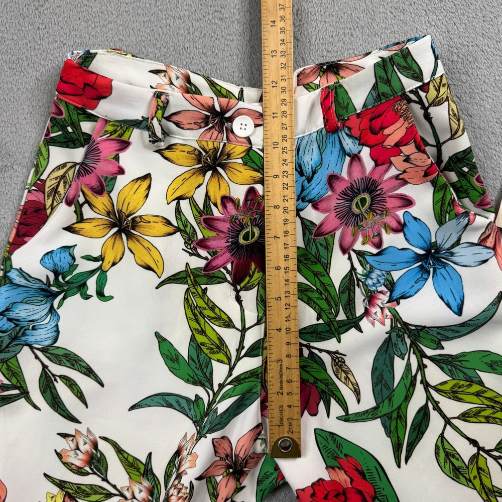 NWT Maia Hemera Made In Italy Floral Print Pants White Multi Color Womens Size M - Picture 8 of 11